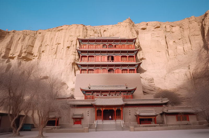 甘肃省敦煌莫高窟石窟建筑,高清,摄影图,摄影图片,图片大全,摄影图免费下载